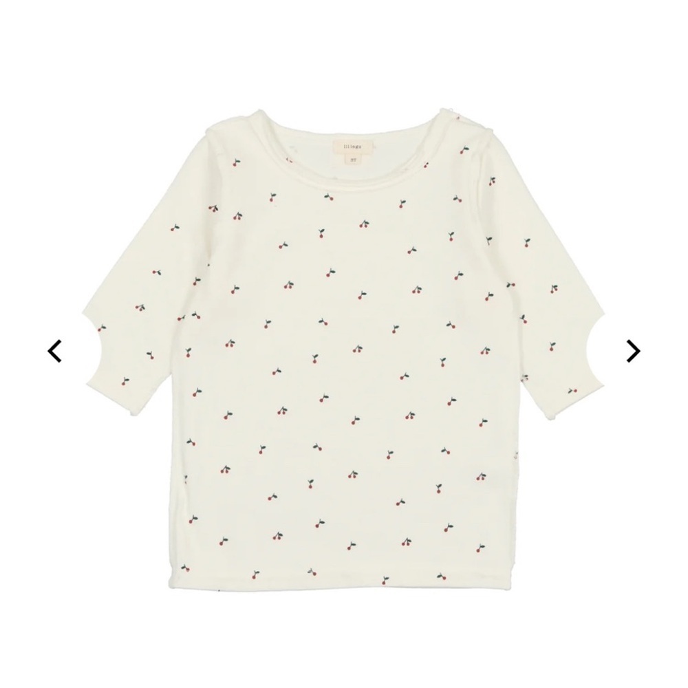 4/$25 Lil Legs THREE QUARTER SLEEVE CHERRY TEE Shirt Ivory Red Girls Size 14